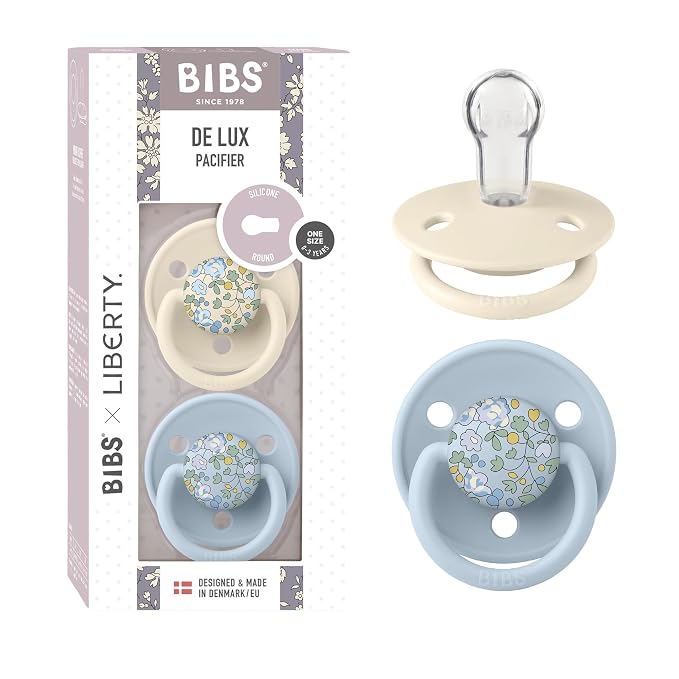 BIBS De Lux Liberty Soother 2-Pack, BPA Free Dummy Pacifier, Round Nipple. by BIBS