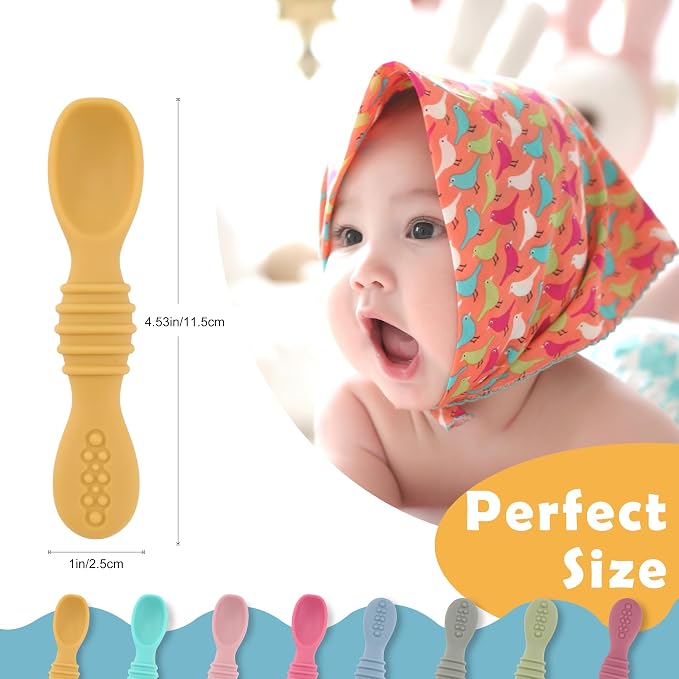 Baby Spoons Self Feeding 6 Months, Easy-Grip Handle, and Soft Texture, Gentle - Image 3