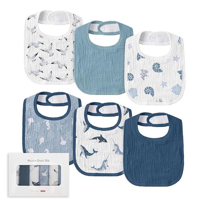 Muslin Baby Drool Bibs for Unisex Boys Girls, 6 Pack Soft Cotton Baby Bib for by LYRICHOMBABY