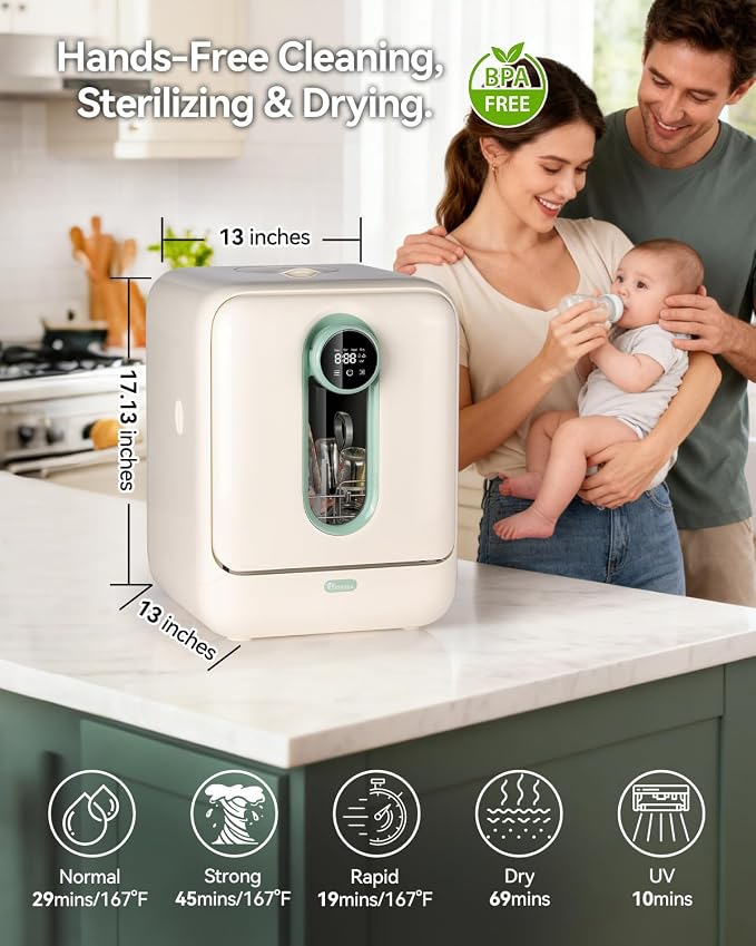 IAGREEA Baby Bottle Washer, Sterilizer and Dryer, All-in-One Pro Cleaning - Image 2