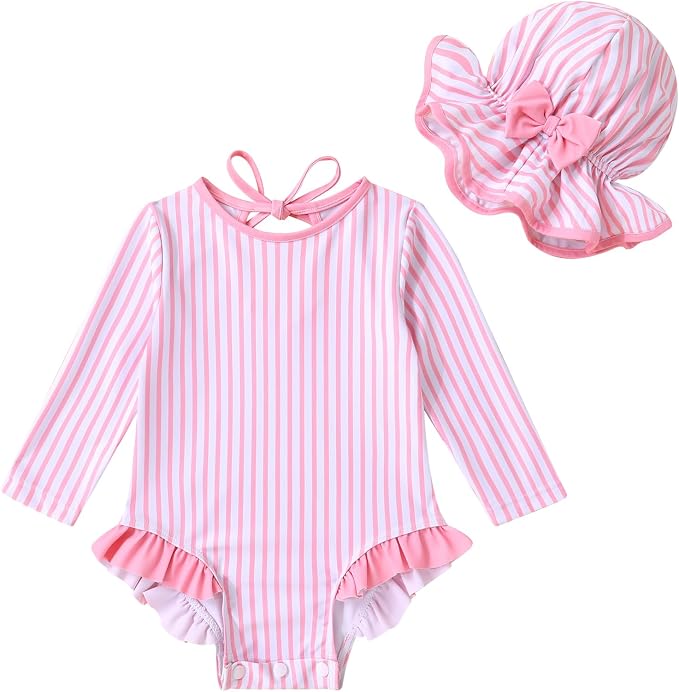 YOUNGER TREE Infant Baby Girls Swimsuit Long Sleeve Swimsuits One Piece by YOUNGERTREE