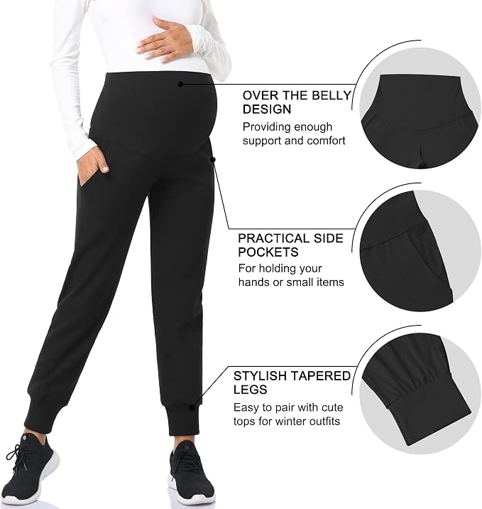 AMPOSH Women's Maternity Pants Stretchy Lounge Workout Pants Casual Loose Comfy - Image 3