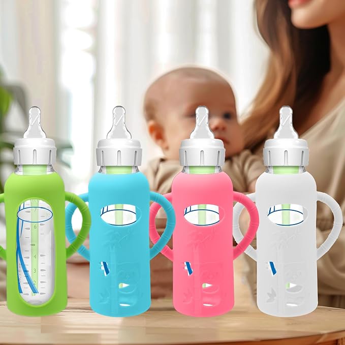 4 Pack Silicone Sleeves for Dr. Brown's Glass Baby Bottles - Image 4