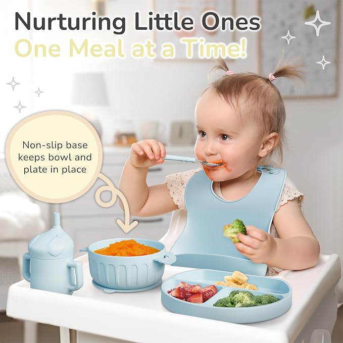 mimi & kiki BPA-Free Silicone Baby Feeding Set, Baby Plates and Bowls Set - Image 5