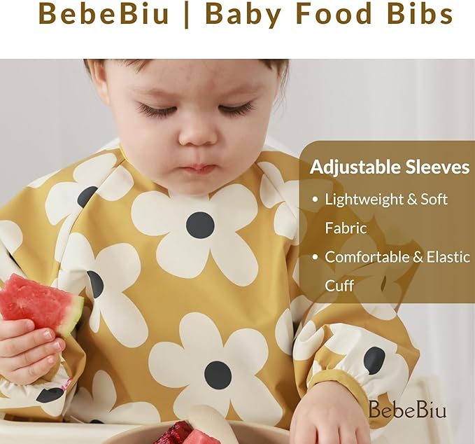 Long Sleeve Baby Bib, Waterproof Fabric, Catch-All Pocket, Baby Smock Bib - Image 7