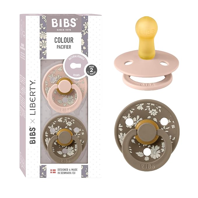BIBS Colour Liberty Soother 2-Pack, BPA Free Dummy Pacifier, Round Nipple. by BIBS