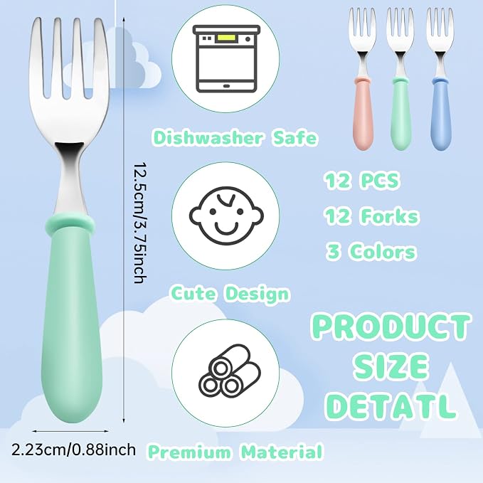 12PCS Toddler Forks & Spoons, Stainless Steel Baby Utensils, Kids Silverware - Image 2