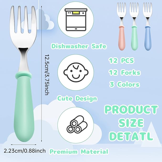 12PCS Toddler Forks Toddler Utensils, Stainless Steel Baby Forks, Kids - Image 2