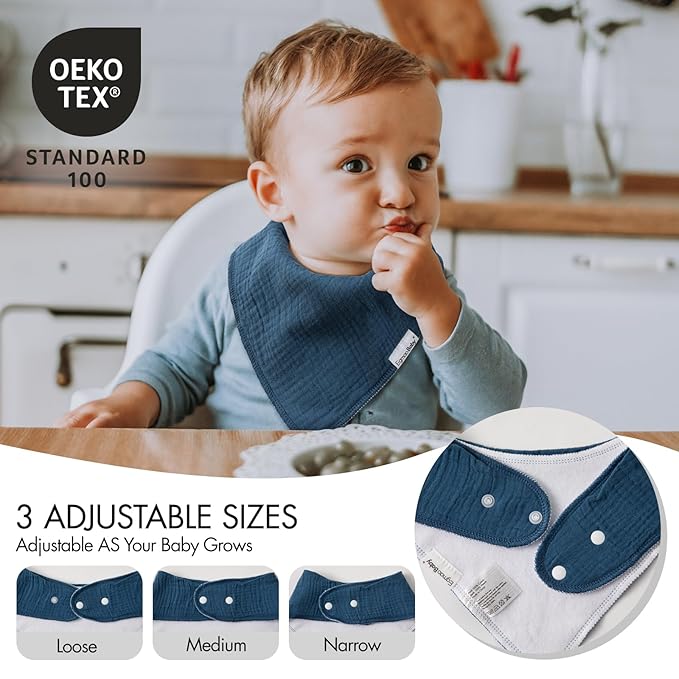 Muslin Baby Bibs for Boys Girls, 10 Pack Super Absorbent Baby Bandana Drool - Image 6
