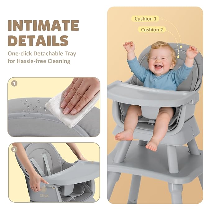 Baby High Chair, 8 in 1 Convertible Highchairs - Image 5