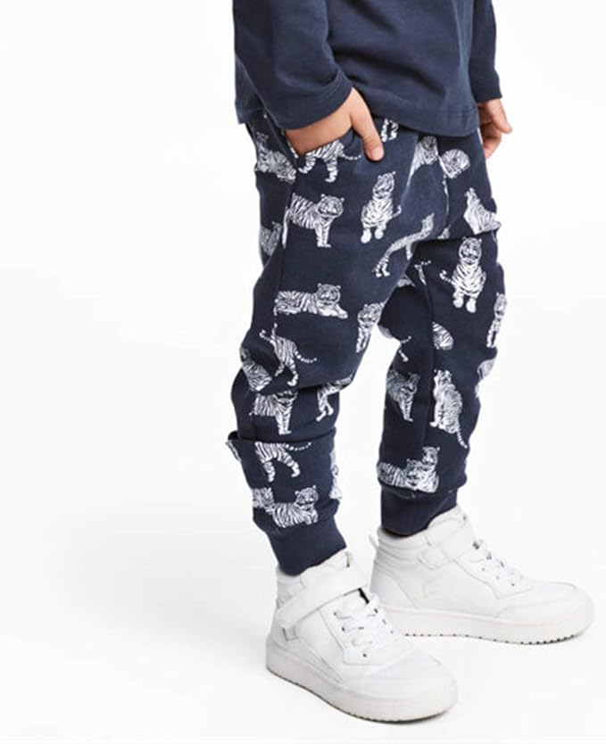HUAER& Baby Boy's Jogger Pants Dinosaur Car Animal Print Drawstring Elastic - Image 2