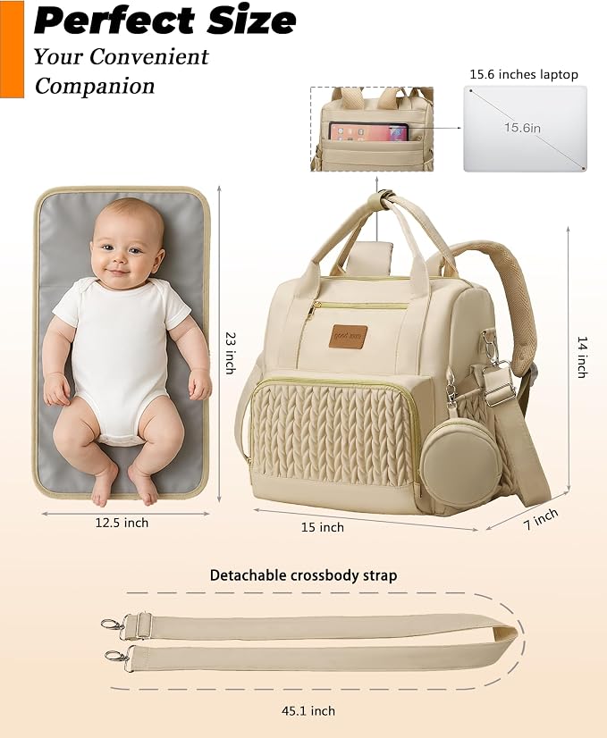 Backpack Diaper Bag, Stylish Waterproof Baby Diaper Bags - Image 5