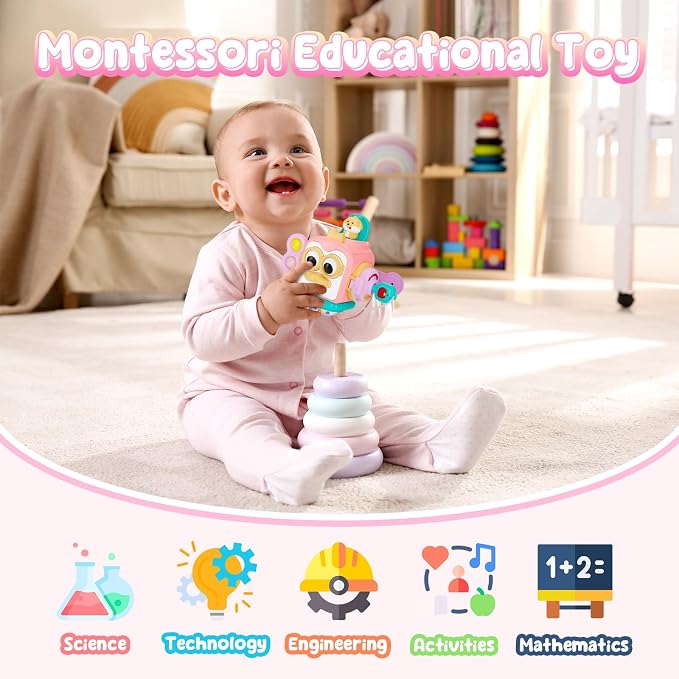 Montessori Toys for 1 Year Old Girl, Busy Board Cube for Girls, Baby Travel - Image 2