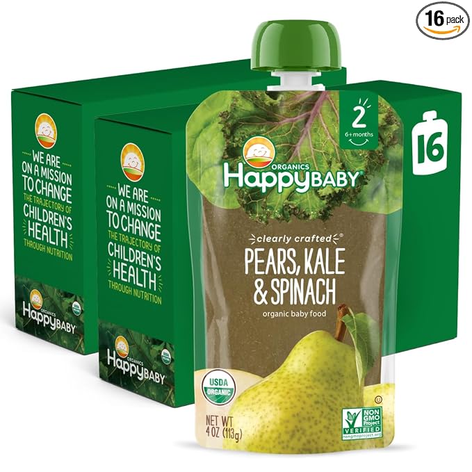 Happy Baby Organics Stage 2 Baby Food Pouches, Gluten Free, Vegan & Healthy by HappyBaby