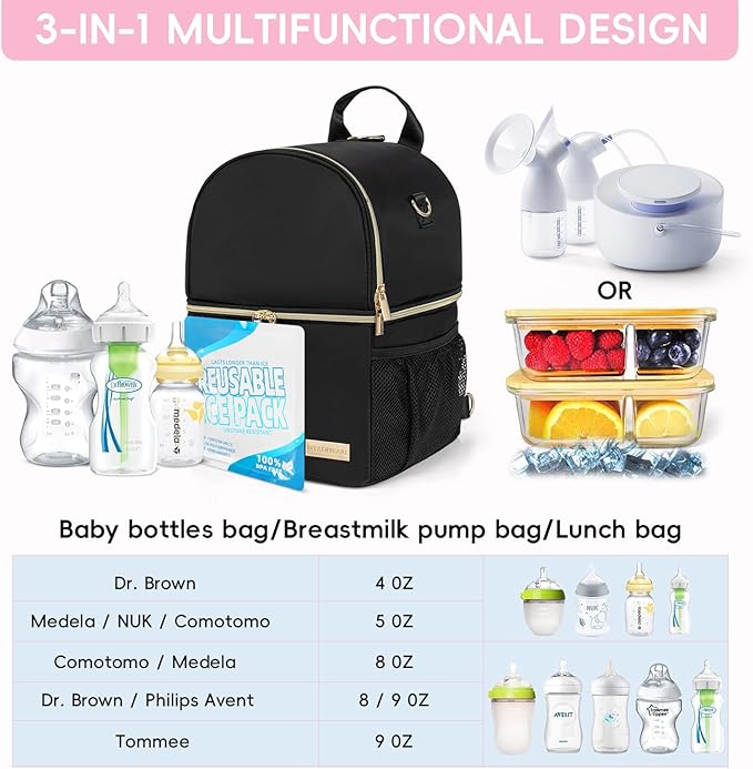 Breastmilk Cooler Travel Bag – 2-in-1 Pump & Bottle Compartments | Insulated - Image 2