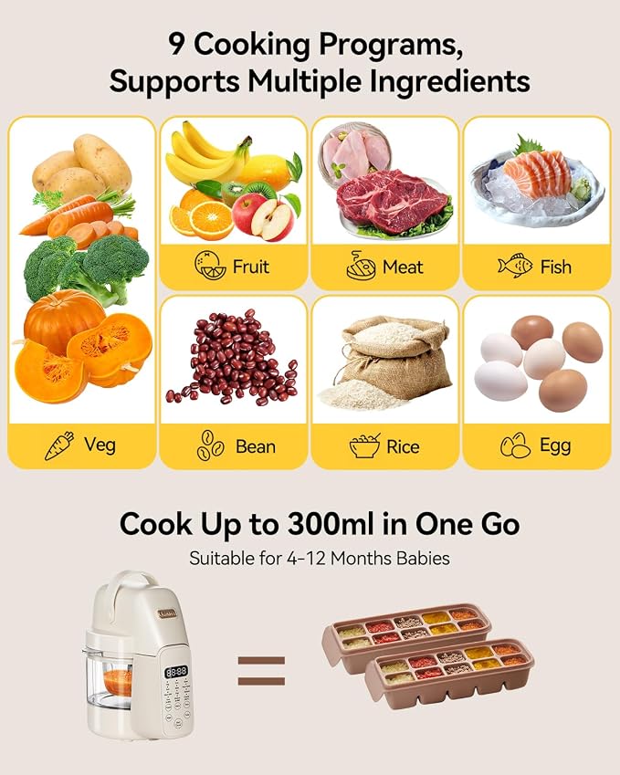 IAGREEA Glass Baby Food Maker, One Step Baby Food Processor Steamer Puree - Image 3