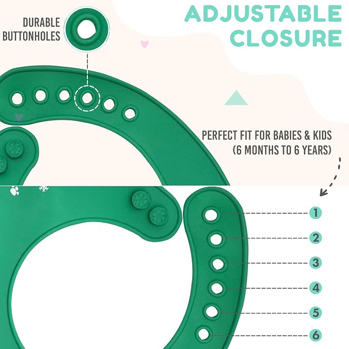 Silicone Baby Bibs Unisex, Self-Feeding, Catch-all Large Pocket, 6-48 months - Image 4