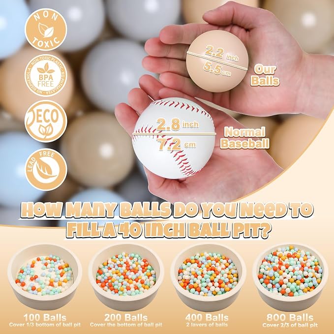 GOGOSO Ball Pits Balls for Toddlers Pack of 50 100 200 Plastics Shape Ball - Image 2