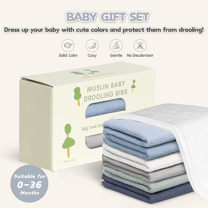 Susurration Muslin Baby Drool Bibs 6Pack Soft Triangular Adjustable Baby - Image 7