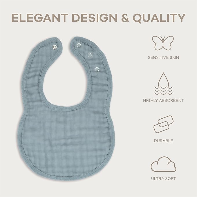 Comfy Cubs Muslin Bibs for Babies, Drool and Teething Bib, Adjustable Snaps - Image 3