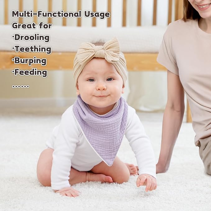 Susurration Muslin Baby Drool Bibs 6Pack Soft Triangular Adjustable Baby - Image 2