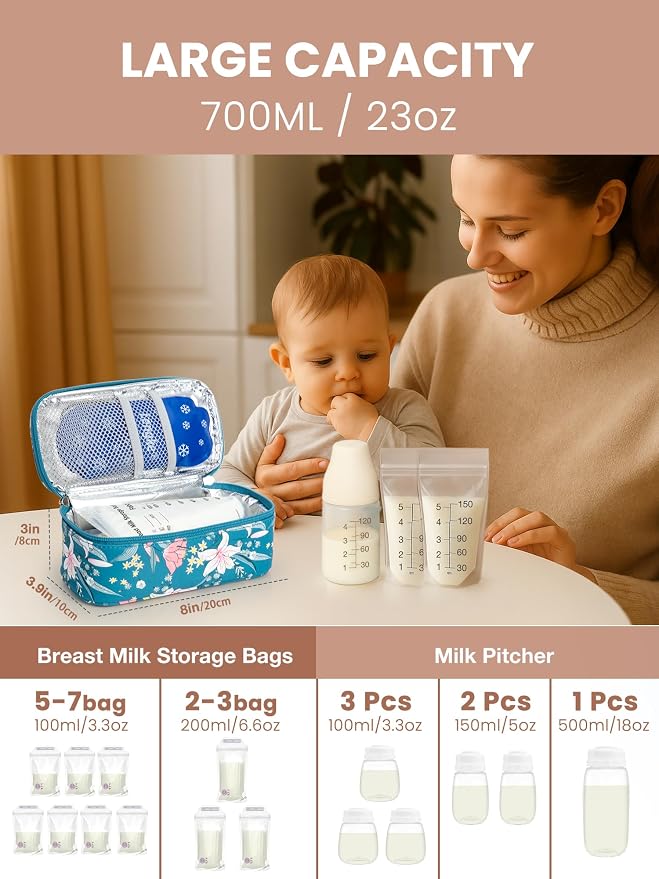 Breast Milk Cooler Travel Bag, Real-Time Temperature Display, Holds 4-6 - Image 4