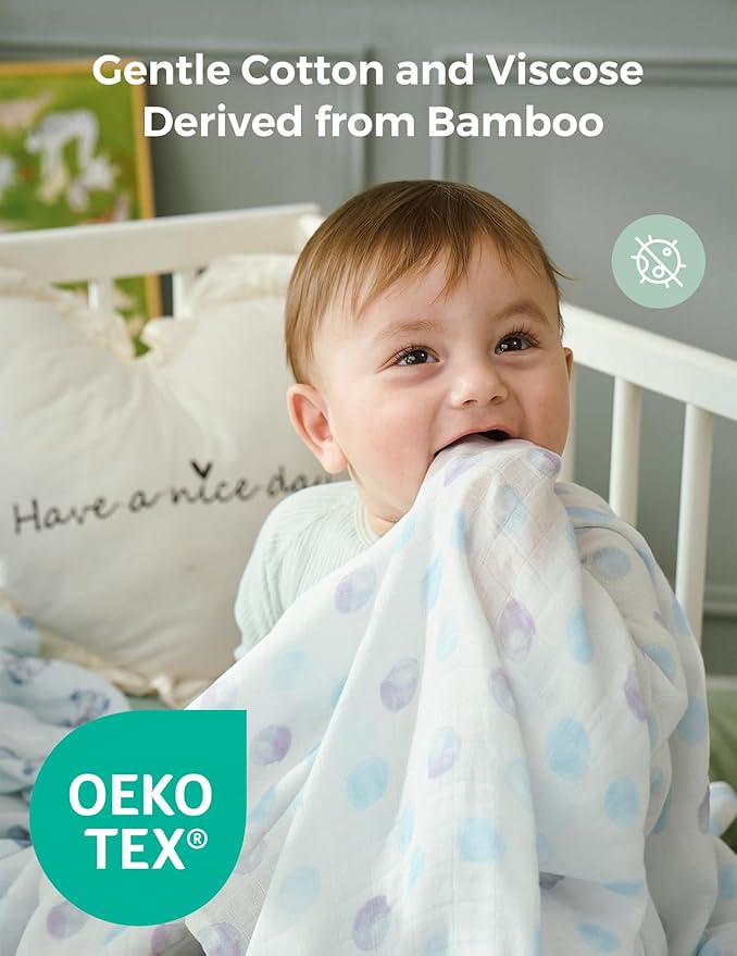 Momcozy Muslin Best Wishes Swaddle Blankets, Ultra Soft Neutral Registry - Image 4