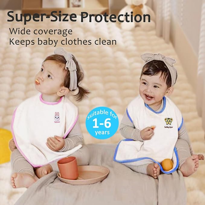 Bibs, Extra large bibs for Toddlers, Towel Bibs, Waterproof and super absorbent. - Image 3