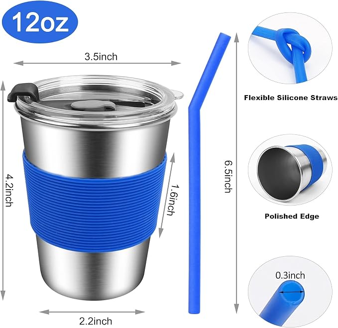 Kids Cups with Straws and Lids, 5 Pack 12oz Spill Proof Toddlers Straws Tumbler - Image 2