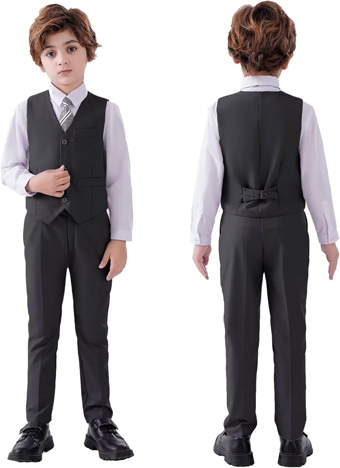 Boys Suit Set Slim Fit Kids Formal Suits Toddler Tuxedo Wedding Prom Classic - Image 6