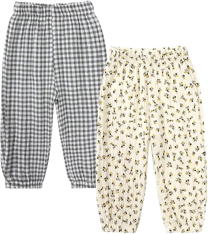 MYGBCPJS Baby Boys Girls Cotton Linen Trousers Kids Casual Ankle Pants Loose by MYGBCPJS