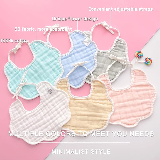 Muslin Baby Bibs for Drooling and Teething Newborn Drool Bibs for Baby Girl Boy - Image 3