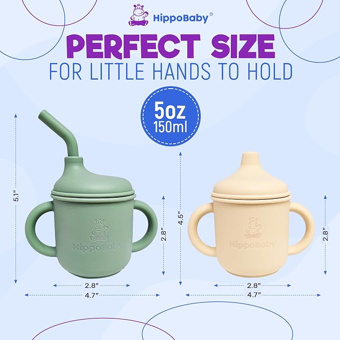 Silicone Transition Sippy Cup for 6+ month old | Includes 1 Toddler straw cup & - Image 3