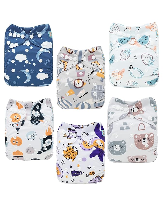 ALVABABY Baby Cloth Diapers 6 Pack by ALVABABY