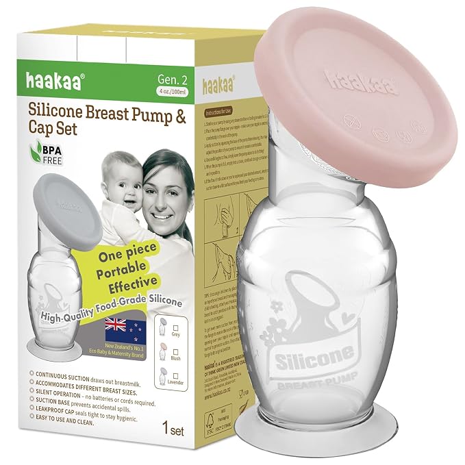 Haakaa Manual Breast Pump with Base 4 Fl Oz/100ml+Lid by haakaa