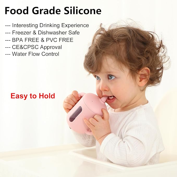 Seposeve 2 Pack Silicone Sippy Cups, Leak-Proof Baby Straw Cup - Image 3