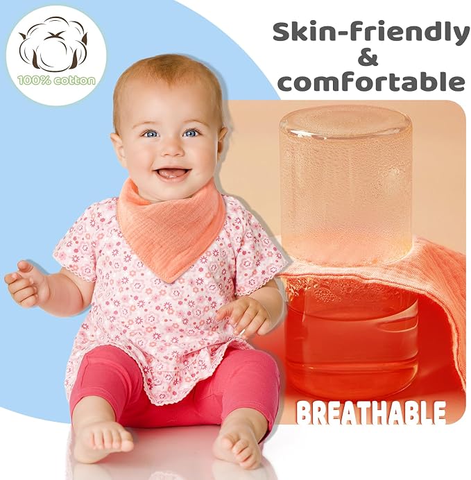 Baby Bibs Muslin Bibs 8 Pack for Drooling and Teething for Unisex Girls Boys - Image 5