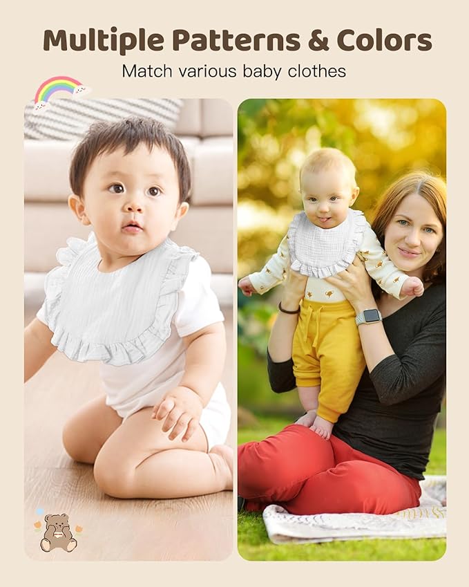 Lictin 8-Pack Muslin Baby Bibs - Image 6