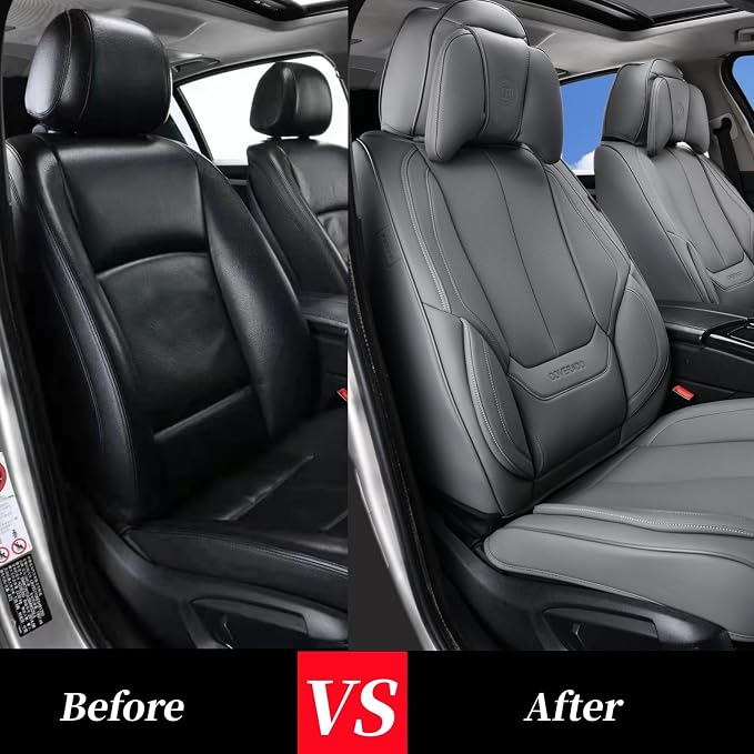 Coverado Universal Seat Covers Front, Waterproof Nappa Leather Car Seat Covers - Image 9