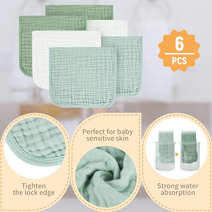 Baby Burp Cloth 100% Cotton Newborn Cotton Muslin Burp Cloth 10x20 inches - Image 3