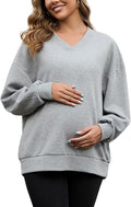 GINKANA Maternity Long Sleeve Shirts V Neck Sweatshirt Casual Tunic Tops by GINKANA