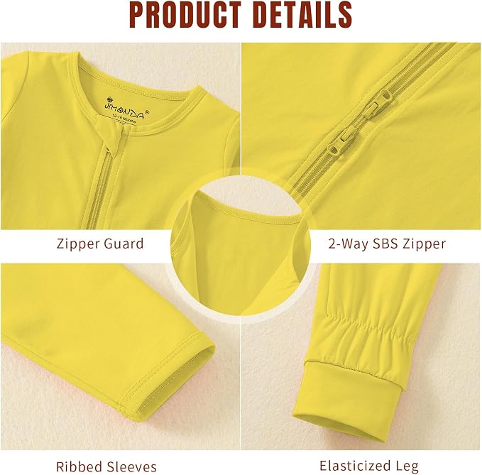 Jimonda Baby Sleeper Rompers, Unisex Boys Girls Zip-Front Pajamas One-Piece - Image 3