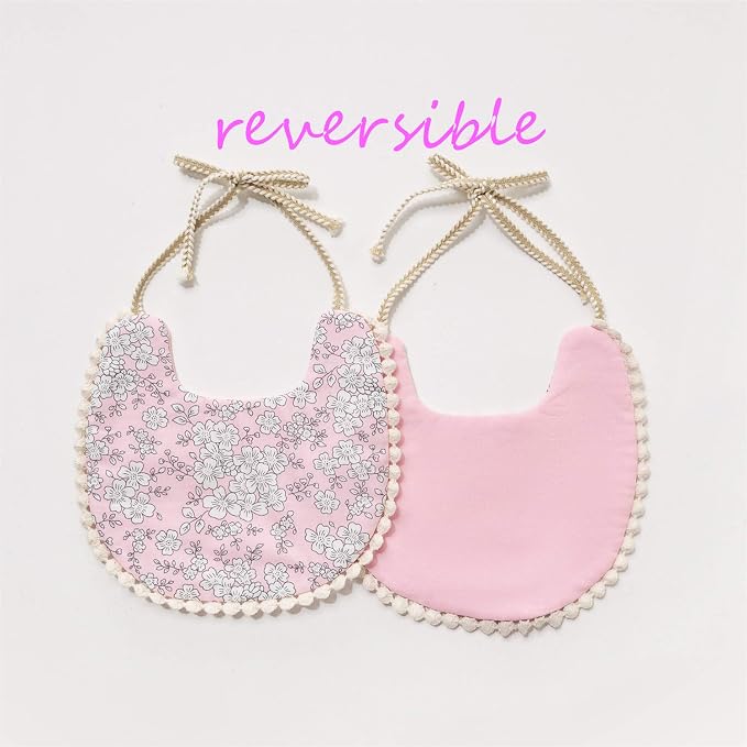 GZMM Baby Bib for Girls, Reversible Waterproof Handmade Natural Cotton Baby - Image 4