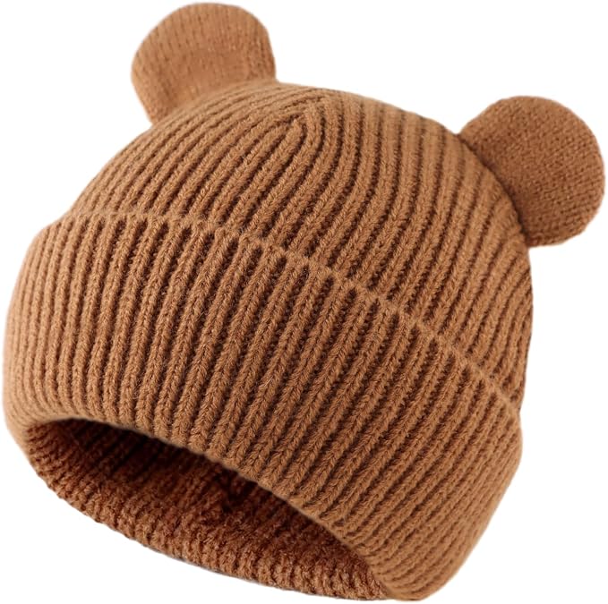 Bear Baby Beanie Knitted Baby Winter Hat Infant Toddler Boys Girls Beanie - Image 2