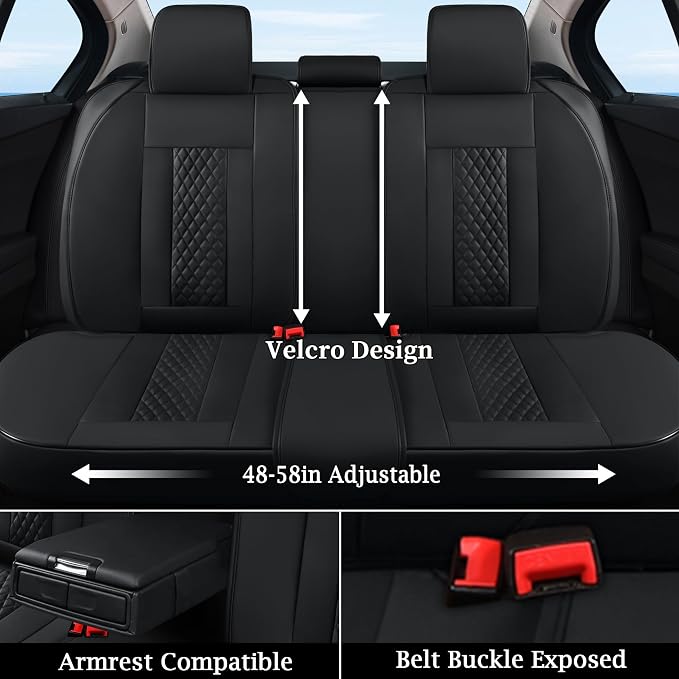 Doogo Seat Covers Full Set, Leather Car Seat Covers Luxury Waterproof Truck - Image 5