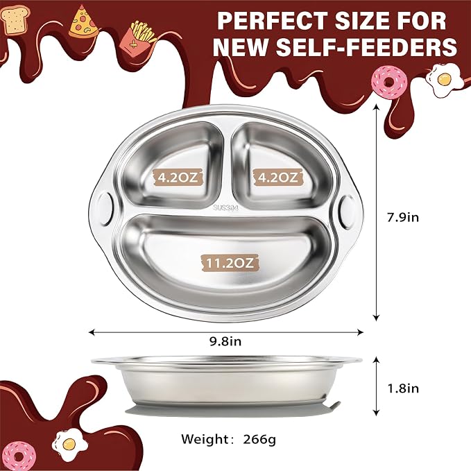 MR. CHOU Stainless Steel Baby Suction Plate, Divided Plates - Image 8