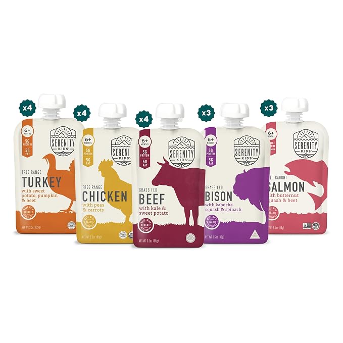 Serenity Kids 6+ Months Ethically Sourced Meat Baby Food Puree Pouches Variety by SerenityKids