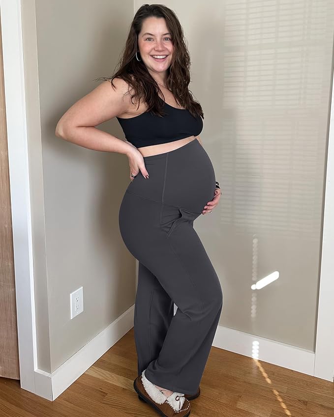 G4Free Maternity Pants Over The Belly Yoga Dress Work Pregnancy Pants Stretchy - Image 2