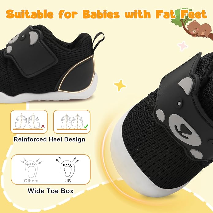 FEETCITY Baby Walking Shoes Wide Baby Shoes Boys Girls Infant Sneakers Crib - Image 2