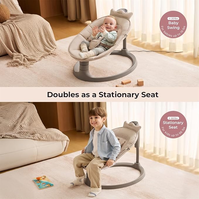 Momcozy 2-in-1 Electric Baby Swing, Dual-Arm Support System & Parent-Inspired - Image 4